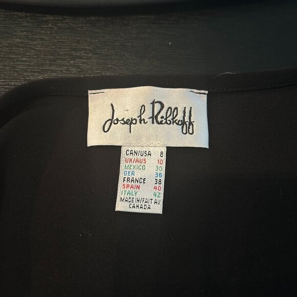 Joseph Ribkoff Black Polka Dot Layered Dress Sheath Scoop Neck Sleeveless Sz 8 - Picture 2 of 7